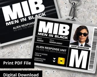 MIB Agent M Men In Black ID Card Landscape Horizontal - Replica Prop, Halloween Costume, Cosplay, Name Tag - Digital PDF Download