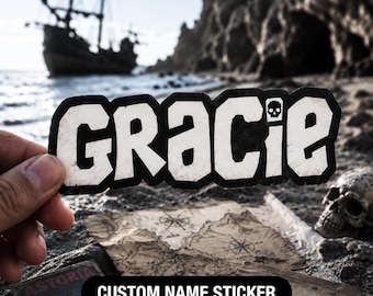 Custom 80s Adventure Name Sticker, Personalized Retro Name Decal, Vintage Treasure Movie Style Vinyl Sticker, Custom Name Sticker