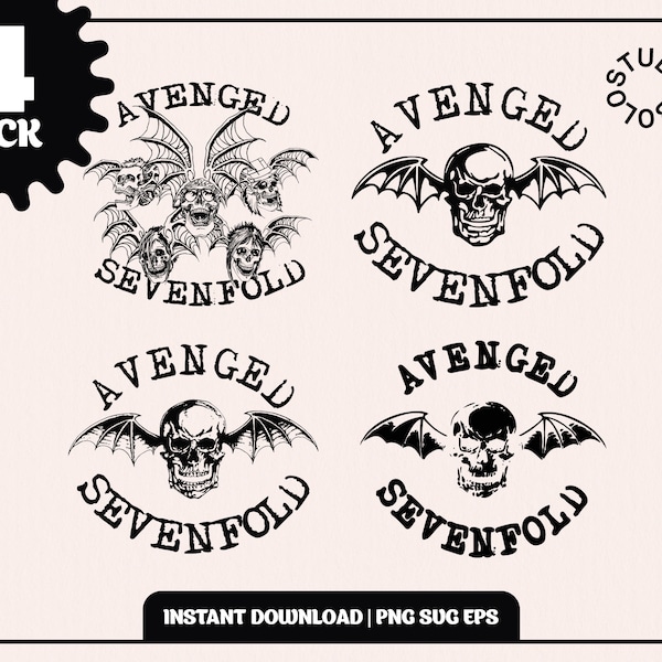 Avenged Sevenfold 4 Pack Illustration SVG Rock Band Skull Transparent Illustration PNG EPS Cricut | Download Print Digital Printable Tshirt