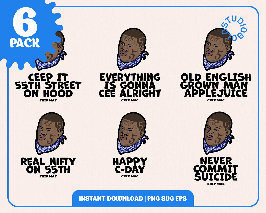 Crip Mac Quotes Illustrations 55th Street C Mac Old English 6 Pack Png