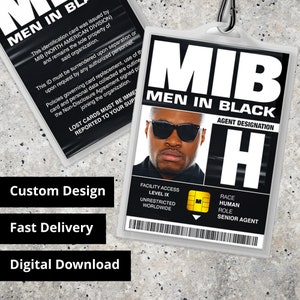 Tarjeta de identificación personalizada MIB Men In Black Agente personalizado Réplica Prop, Disfraz de Halloween, Cosplay, Etiqueta de nombre Descarga digital PDF imagen 4