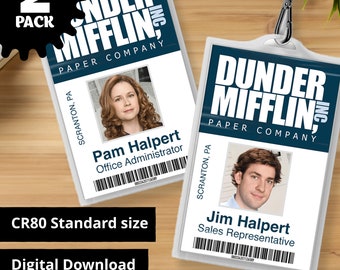 Jim Halpert & Pam Halpert The Office Dunder Mifflin Couple ID Card  - Replica Prop, Halloween Costume, Cosplay - Digital PDF Download