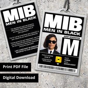 MIB Special Agent M Men In Black ID-kaart - Replica Prop, Halloweenkostuum, Cosplay, Naamplaatje - Digitale pdf-download