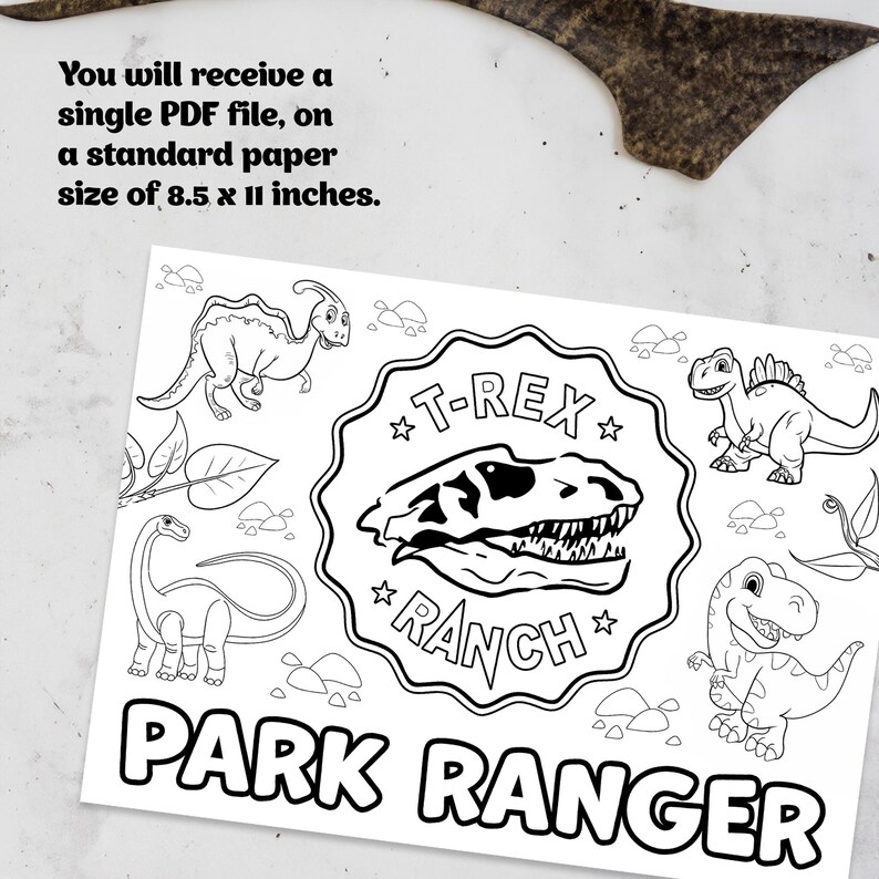 T-rex Ranch Activity Sheet Park Ranger Dinosaur Coloring Sheet ...