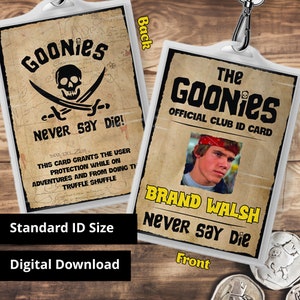 Les Goonies - Carte d'identité Walsh imprimable | Réplique d'accessoire, Costume d'Halloween, Cosplay, Porte-nom | Format d'identification standard à téléchargement numérique au format PDF