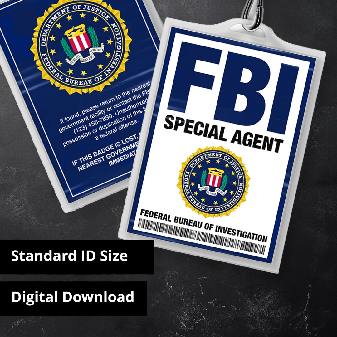 Fbi government id badge cosplay costume name tag replica etsy