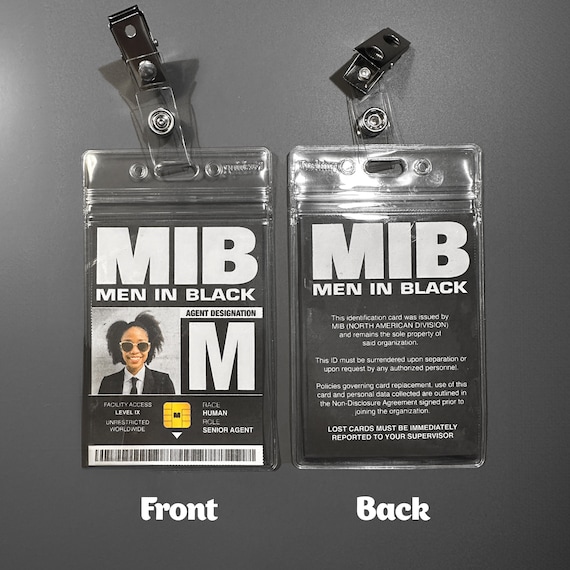MIBメン・イン・ブラックIDカード、バッジホルダー、メタルクリップ