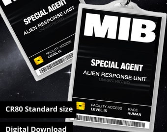 MIB Men In Black ID Card Special Agent Printable - Replica Prop, Halloween Costume, Cosplay, Name Tag - Digital PDF Download CR80