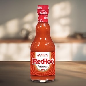 Personalised Frank&#39;s Style Hot Sauce Label - 350ml Bottle Sticker Template Funny Novelty Gift Birthday Anniversary