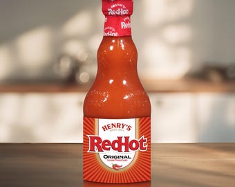 Personalised Frank's Style Hot Sauce Label - 350ml Bottle Sticker Template Funny Novelty Gift Birthday Anniversary