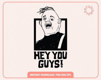 Sloth The Goonies 80s Hey You Guys Illustration Svg Png PDF Eps, cricut tshirt printable download transparent 1985 kids adventure movie film