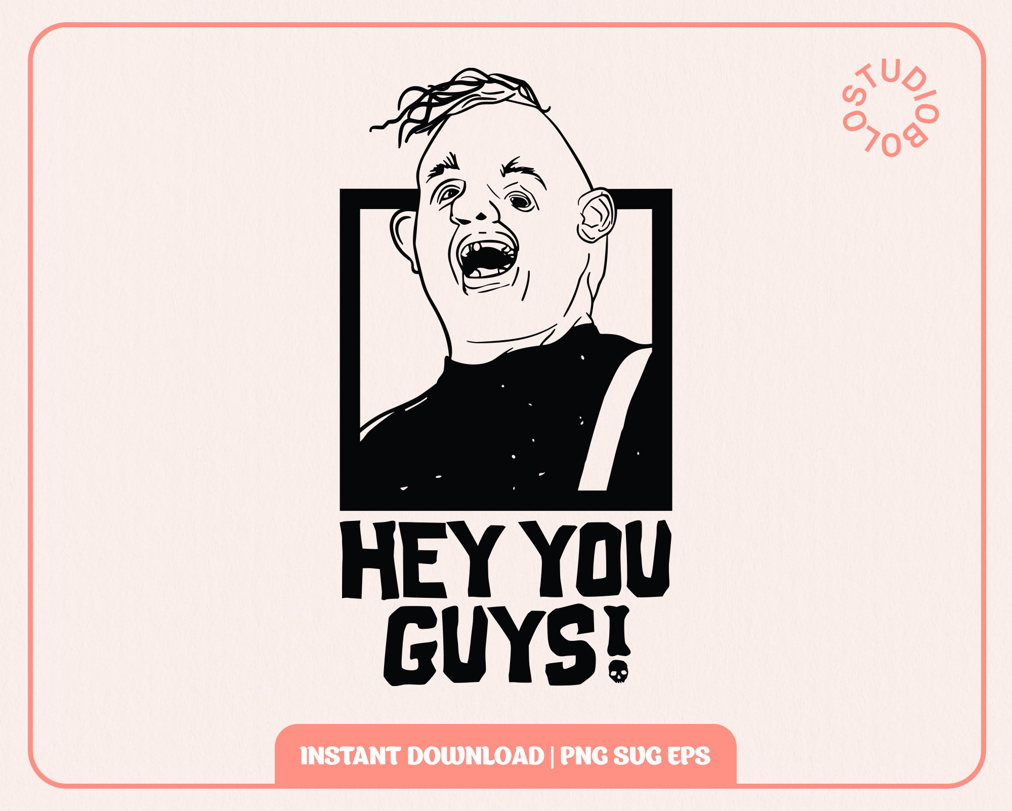 Sloth The Goonies 80s Hey You Guys Illustration Svg Png PDF Eps.