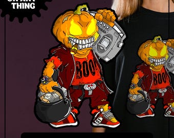 Halloween Jack-O-Lantern Pumpkin Hip Hop 90s, Great for Sublimation, Digital Download, Png, Svg, AI, Eps files