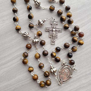 Tiger Eye Bead Rosary - Durable, Handmade Catholic Rosary - Catholic Gifts