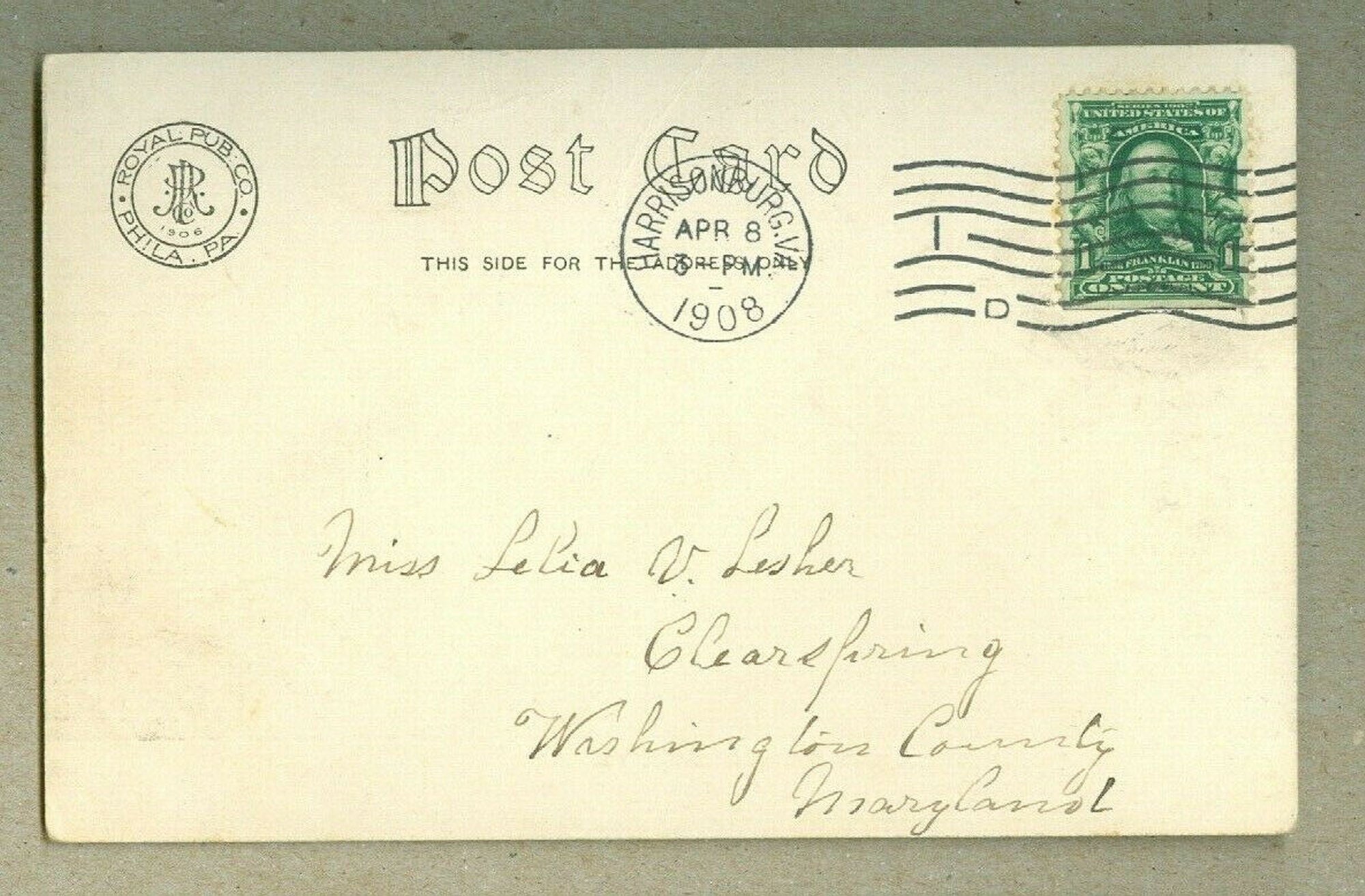 Vintage Photo Postcard Crystal Spring Roanoke VA 1908 Broad View