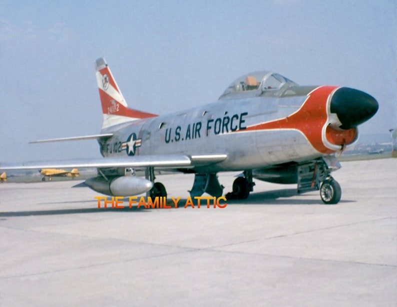 F-86D Sabre PHOTO US Air Force Jet Plane Tarmac Hahn AFB West Germany 1957 Flight Line