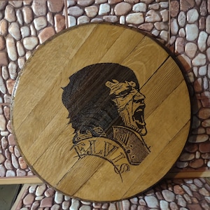 Elvis engraved bourbon barrel head