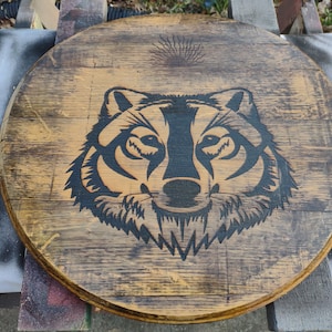 laser engraved bourbon barrel head