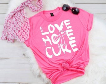 Love Hope Cure Breast cancer awareness shirt, Survivor shirt, Warrior shirt, Cancer awareness shirt