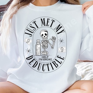 Sarcastic Chronic Illness SVG Met My Deductible Skeleton PNG Funny Medical Insurance Cut File Invisible Disability Clip Art Digital Download