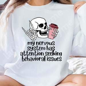 Funny Neurological Disorder Clip Art Nervous System Skeleton Digital Files ADHD PNG Anxiety SVG Funny Migraine Download Neuro Disorder File
