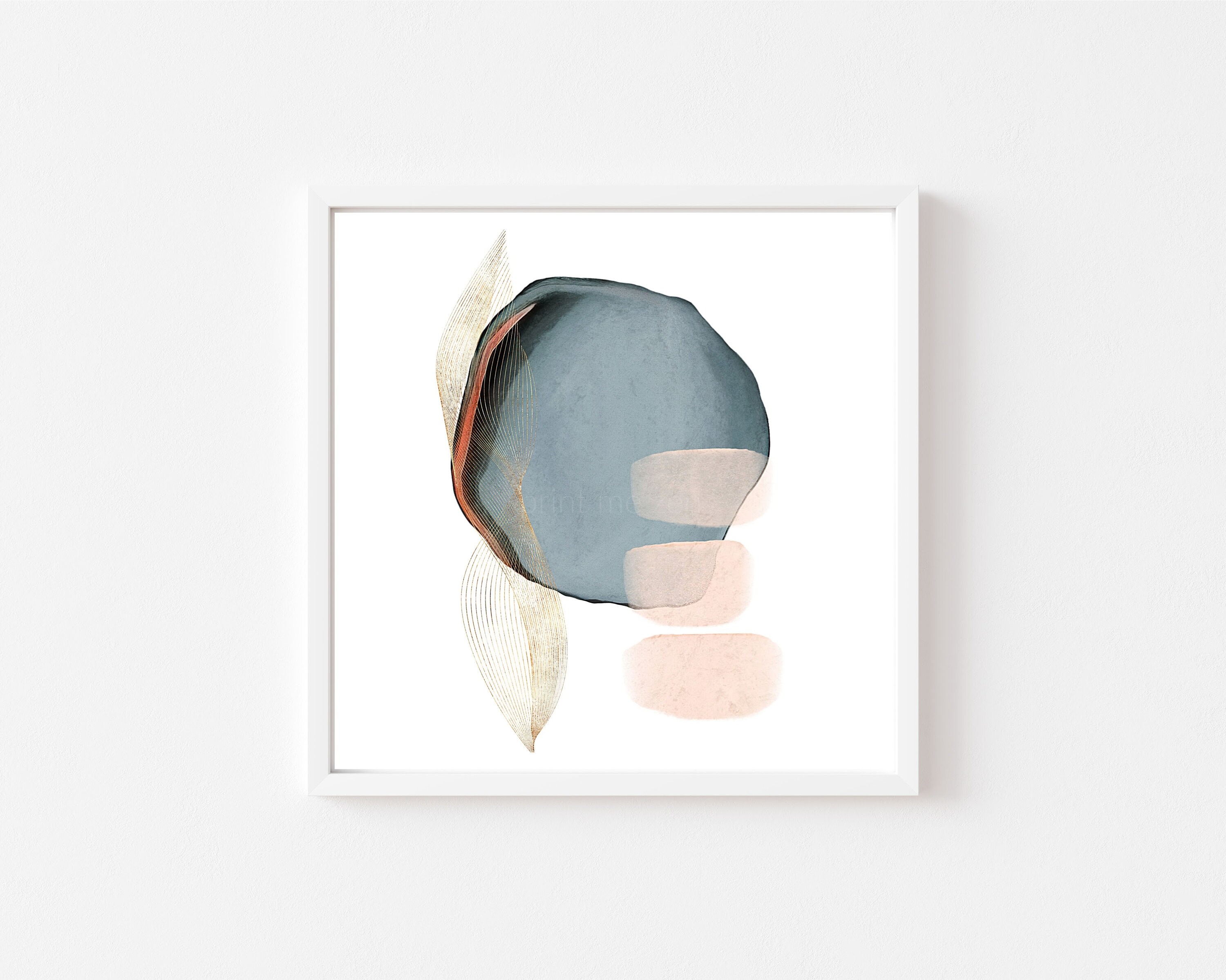Abstract Printable Wall Art Set of 3 Navy Blue & Blush Pink - Etsy ...