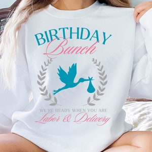 Labor and Delivery Nurse SVG Birthday Bunch Social Club with Stork PNG Maternity Registered Nurse L & D Team Shirt Design Digital Download