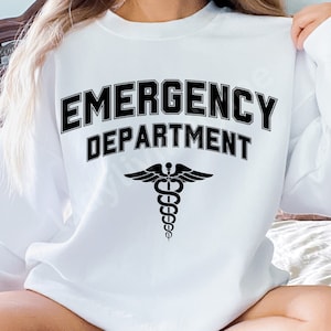 Emergency Department SVG Cut File Black College Varsity Letters PNG Medical Caduceus Symbol Clip Art ER Nurse Medical Staff Instant Download