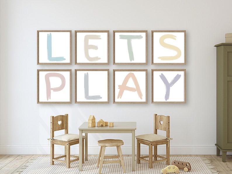 Let's Play Wall Art Set of 8 Prints Playroom Wall Art Etsy