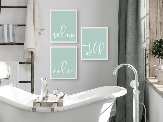 Set Of 3 Bathroom Prints Relax Calm Still Word Art Spa Canada - Spa Wall Art Canada