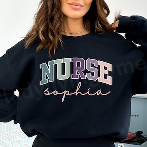 Personalized Nurse Name SVG Custom Nurse Shirt Design Varsity Letters Nurse SVG New Nurse Gift Labor & Delivery Nurse RN Digital Download