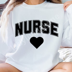 Black Varsity Letter Nurse SVG File Nurse PNG Shirt Design with Heart and PNG Nursing Student Clip Art Nurse Practitioner Digital Download