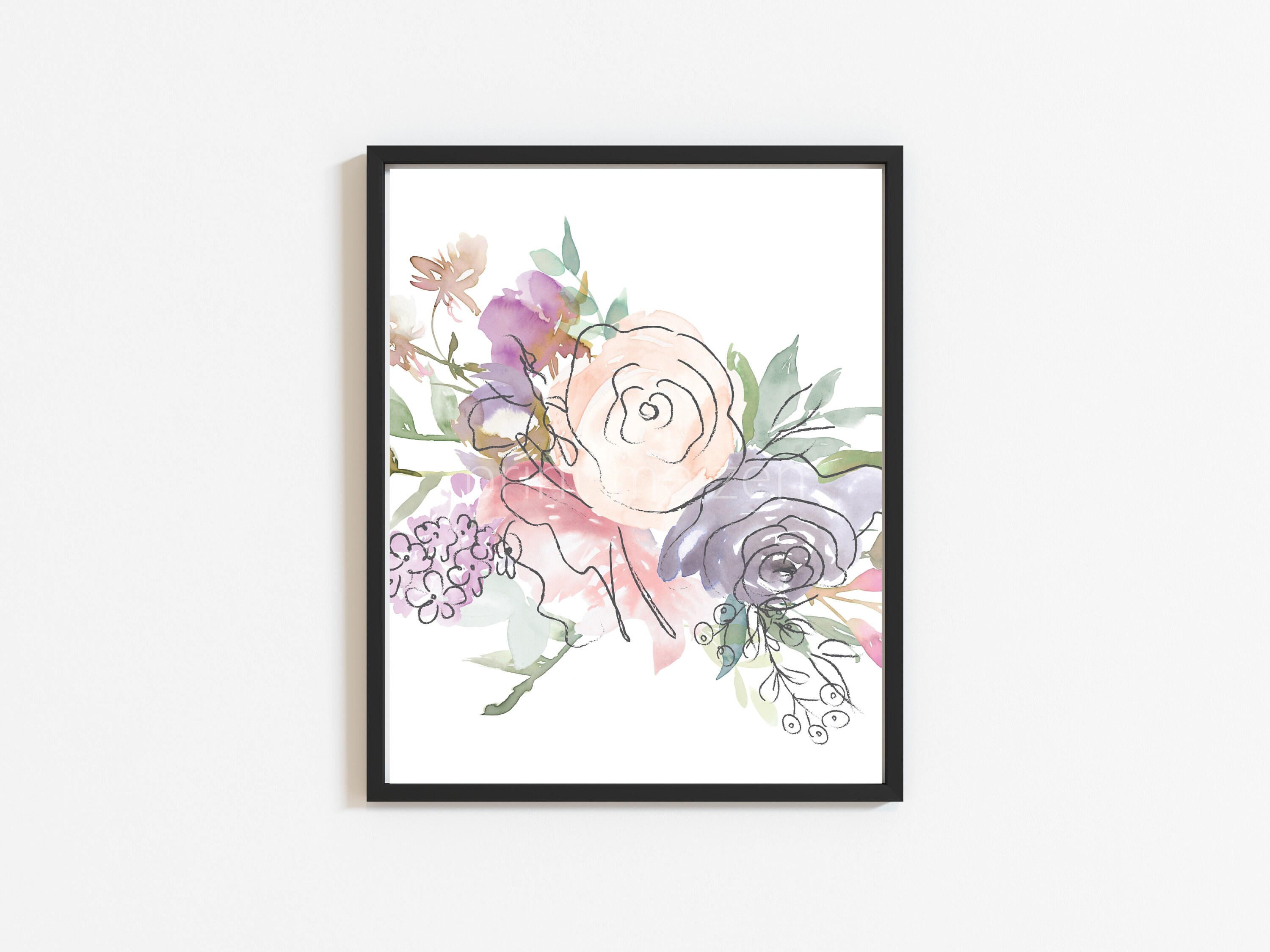 Flower Head Art Set of 3 Prints Female Face Line Art Boho Etsy