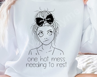 Chronic Illness Clip Art One Hot Mess Needing Rest Funny Disability SVG Cut File CFS PNG Download Lupus Spoonie Fibromyalgia Warrior