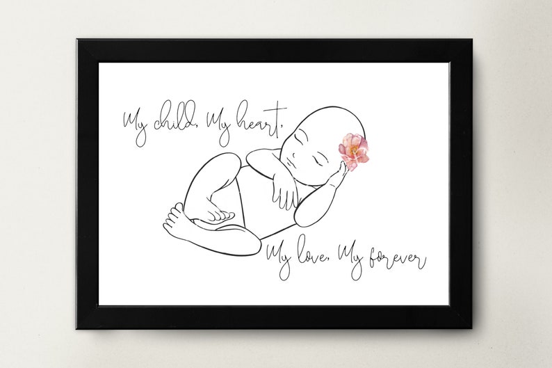Baby Line Art Print Newborn Girl Drawing Minimalist Nursery Etsy