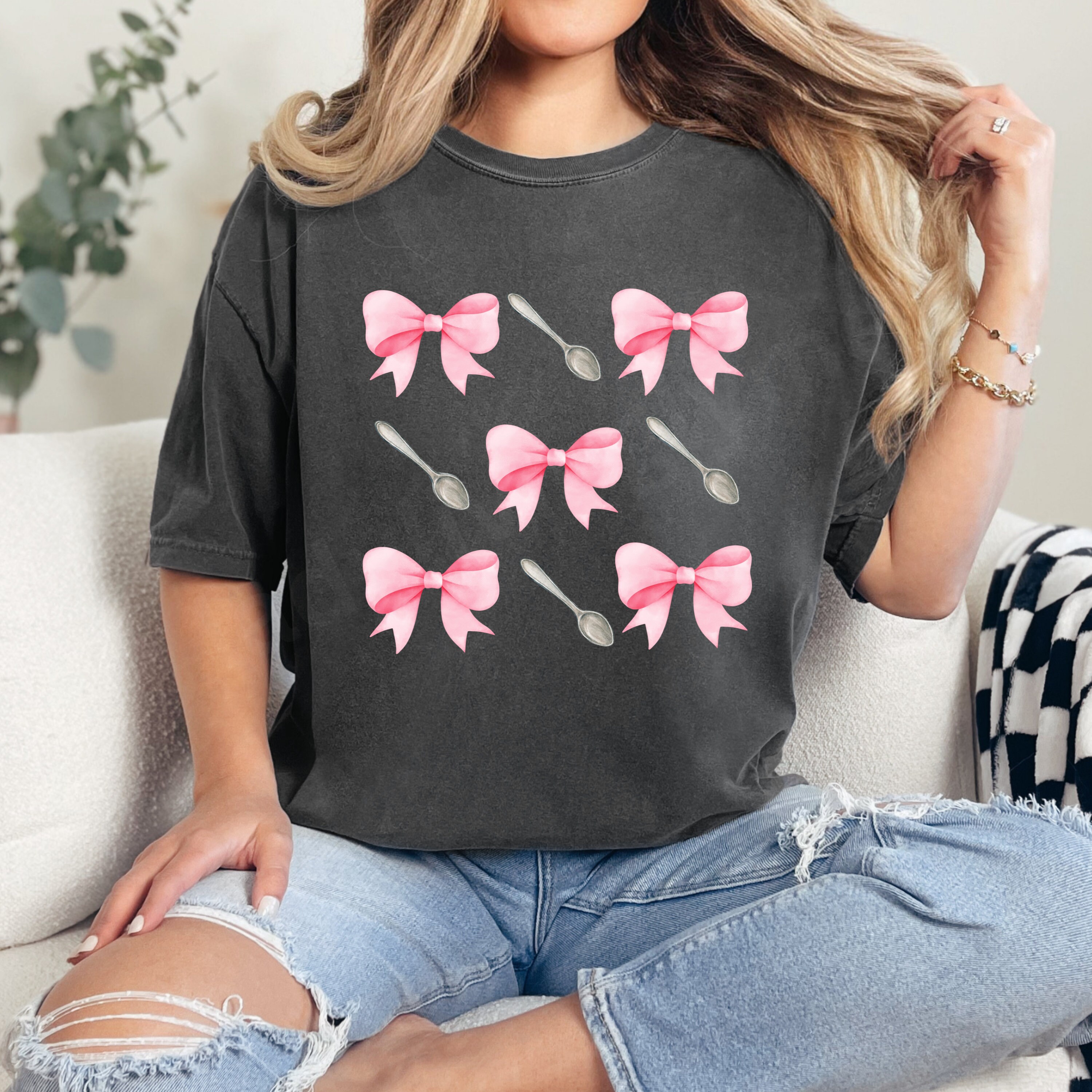Cute Spoonie Shirt Soft Girl Style Tshirt Coquette Pink Bows and