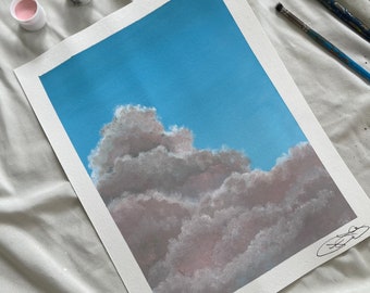 Shady Skies: origineel cloudscape-acrylschilderij (12 x 9 in)