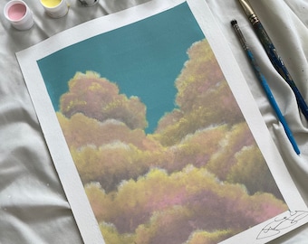 Lollipopwolken: origineel acrylschilderij (12 x 9 inch)
