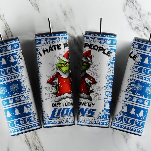 Detroit Lions Grinch Christmas tumbler, HoHoHo Christmas tumbler, gift for him, gift for her, NFL tumbler, custom tumbler