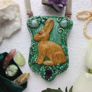 Rabbit necklace Forest jewelry Totem hare Amulet Animal