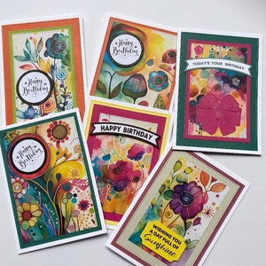 Handmade Set of Birthday Cards x 6
