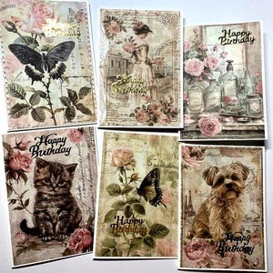 Handmade Set of Birthday Cards x 6