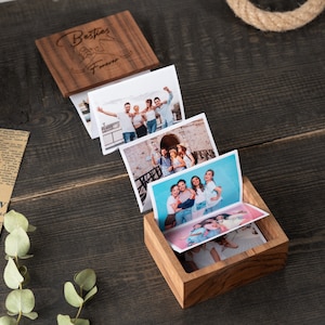 Stacking Photo Album Set - Couple Anniversary Gift, Photo Gift, Wooden box Personalized gifts pull up photo Box