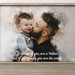 Father Son Painting Portrait from Photo, Custom Father's Day Gift,  Personalized Watercolor Art, Anniversary Gift, Custom Canvas Print