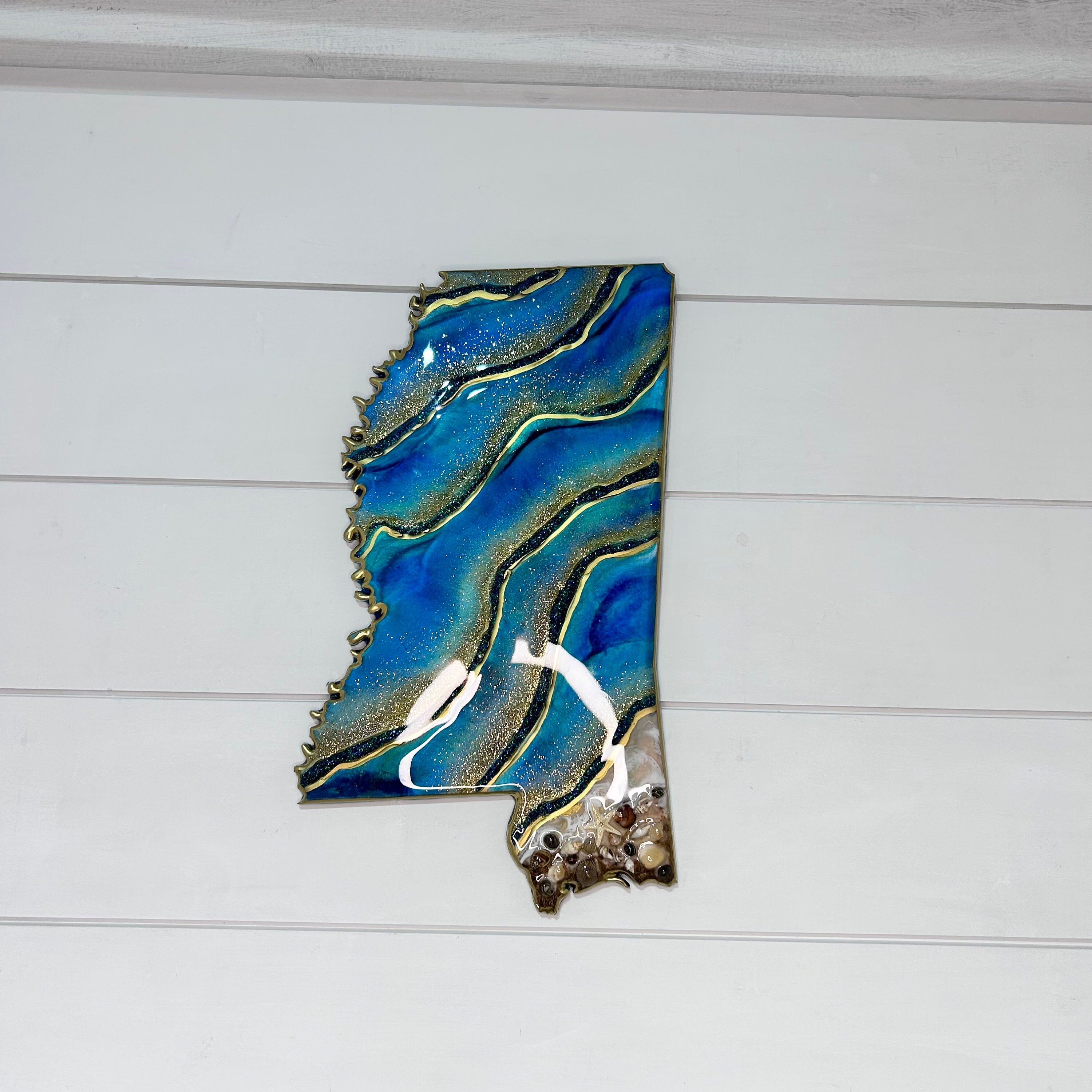 Resin Mississippi Wall Hanging on Wood Colored Resin and 
