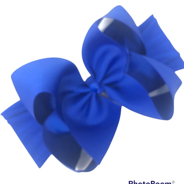 Boutique ROYAL BLUE Big Bow Headband Headwrap Hair Bow Infant Toddler Big Girl Nylon HEADBAND Nylon Headwrap