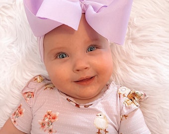 BoutiquE LIGHT ORCHID Lavender  Big Bow Headband Headwrap Hair Bow Infant Toddler Big Girl