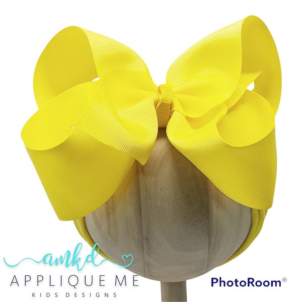 Boutique Bright Yellow Big Bow Headband Headwrap Hair Bow Infant Toddler Big Girl