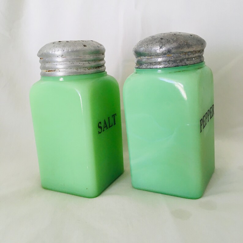 VINTAGE Jadeite salt and pepper shakers Etsy