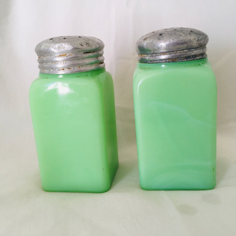 VINTAGE Jadeite salt and pepper shakers Etsy